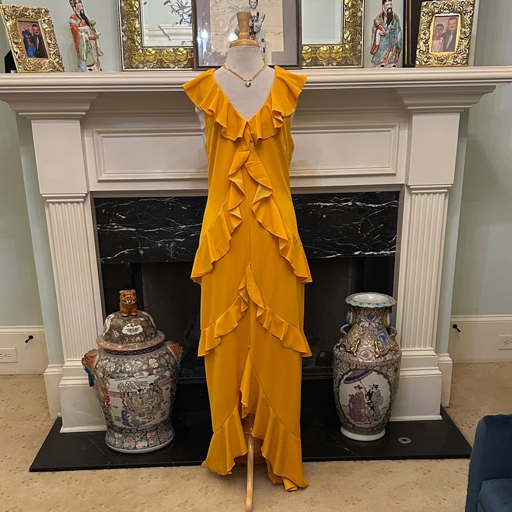 Badgley Mischka Vibrant Yellow High Low Dress
